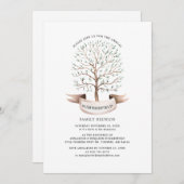 ファミリ懇親会系図学ツリーウォーターカラーモダン 招待状 (正面/裏面)