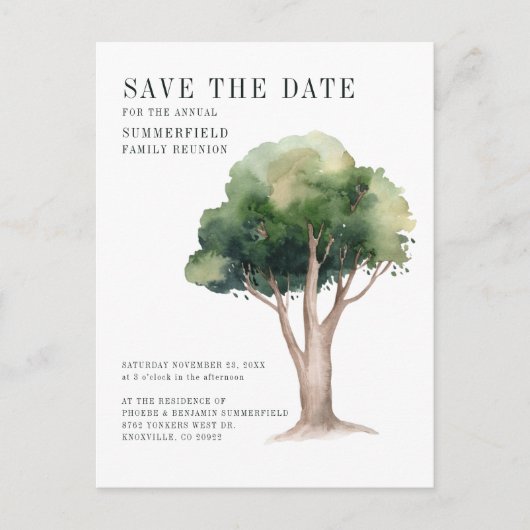 ファミリ懇親会系図学ツリー日付の保存 案内ポストカード (正面)