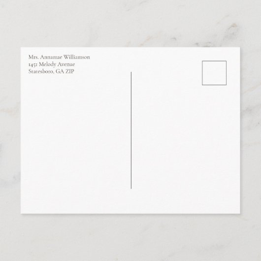 ファミリ懇親会素朴ツリーハンドレタースクリプト インビテーションポストカード (裏面)