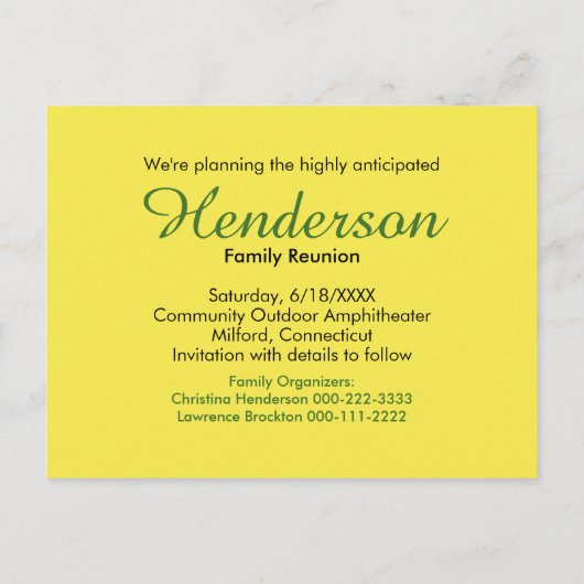 ファミリ懇親会素朴フローラ交換可能写真 案内ポストカード (裏面)