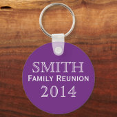 ファミリ懇親会紫の背景 キーホルダー (正面)