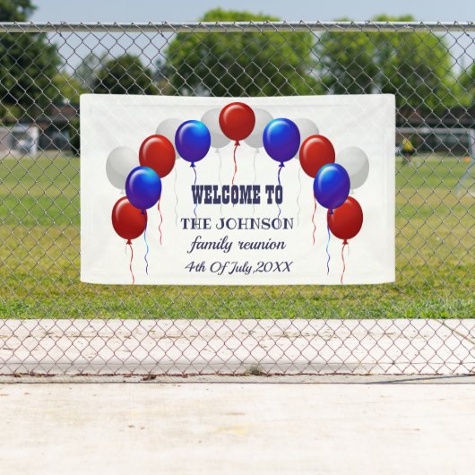 ファミリ懇親会赤と青のバルーン 横断幕 (インサイチュ)