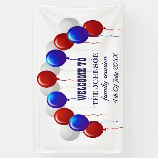 ファミリ懇親会赤と青のバルーン 横断幕 (縦)