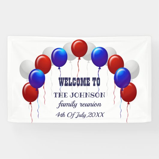 ファミリ懇親会赤と青のバルーン 横断幕 (横)