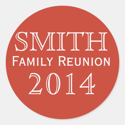 ファミリ懇親会赤の背景 ラウンドシール (正面)