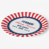 ファミリ懇親会赤白青 パーソナライズされた ペーパープレート (アングル)