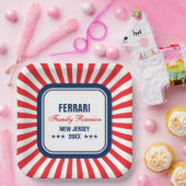 ファミリ懇親会赤白青 パーソナライズされた ペーパープレート (パーティー)