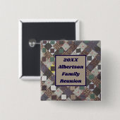 ファミリ懇親会適用除外用パッチワークキルトパターン 缶バッジ (正面&裏面)