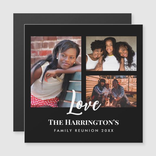 ファミリ懇親会3セクションフォトコラージブラックフレーム (正面/裏面)