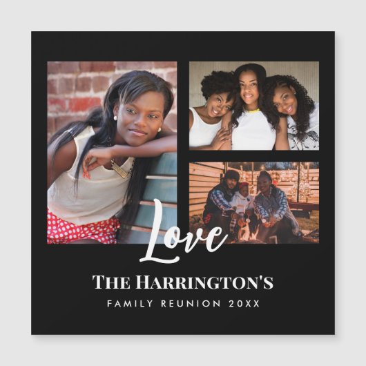ファミリ懇親会3セクションフォトコラージブラックフレーム (正面)
