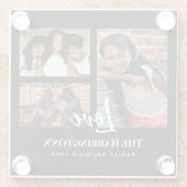 ファミリ懇親会3セクションフォトコラージブラックフレーム ガラスコースター (裏面)