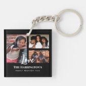 ファミリ懇親会3セクションフォトコラージブラックフレーム キーホルダー (裏面)