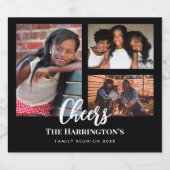 ファミリ懇親会3セクションフォトコラージブラックフレーム ビールラベル (シングルラベル)