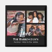 ファミリ懇親会3セクションフォトコラージブラックフレーム マグネット (正面)