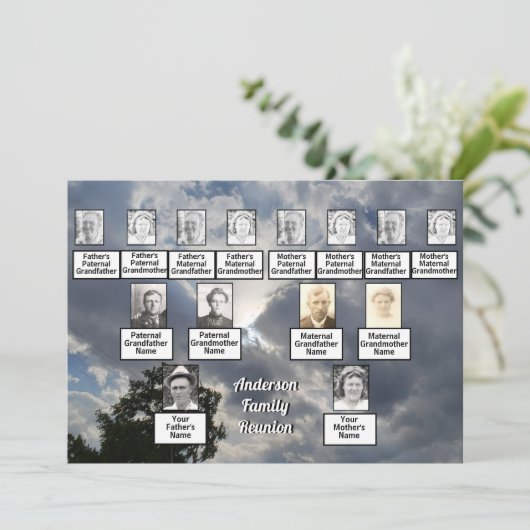 ファミリ懇親会3世代の雲と木 招待状 (スタンド正面)