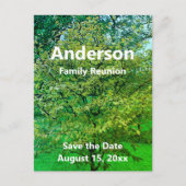 ファミリ懇親会(ツリー)緑と白の日付を保存 ポストカード (正面)