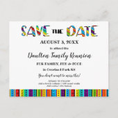 ファミリ懇親会、パーティー、またはイベントおもしろい日付の保存 案内ポストカード (正面)