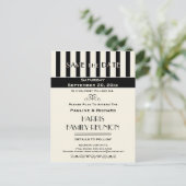 ファミリ懇親会、パーティー、ストライプのイベント保存日付 案内ポストカード (スタンド正面)