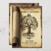 ファミリ懇親会-ヴィンテージファミリツリースクロール 招待状 (正面/裏面)