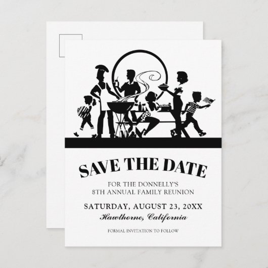 ファミリ懇親会BBQパーティー日付の保存 案内ポストカード (正面/裏面)