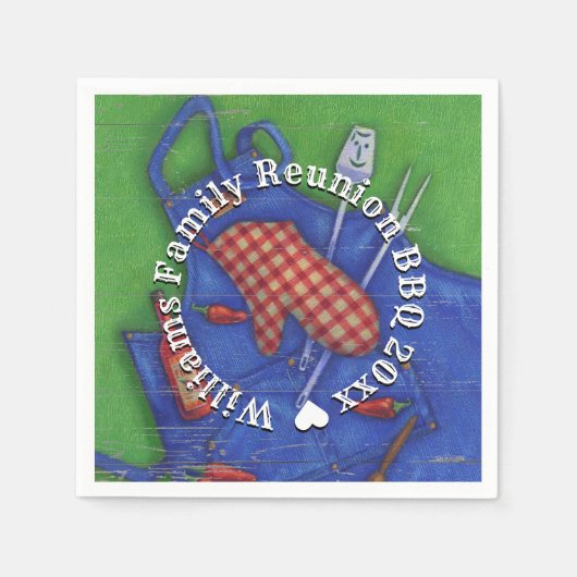 ファミリ懇親会BBQモノグラムの名 スタンダードカクテルナプキン (正面)