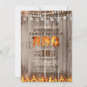 ファミリ懇親会BBQ素朴木製ストリングライト 招待状 (正面)