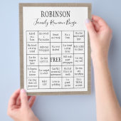 ファミリ懇親会Burlapカスタマイズ可能ビンゴゲームカード チラシ (手)