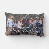 ファミリ文字オーバーレイ写真スクリプトタイポグラフィ ランバークッション (裏面)