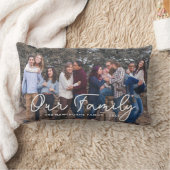 ファミリ文字オーバーレイ写真スクリプトタイポグラフィ ランバークッション (ブランケット)