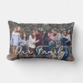 ファミリ文字オーバーレイ写真スクリプトタイポグラフィ ランバークッション (正面)