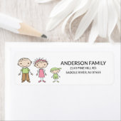 ファミリ棒人間たち差出人住所ラベル ラベル (インサイチュ)