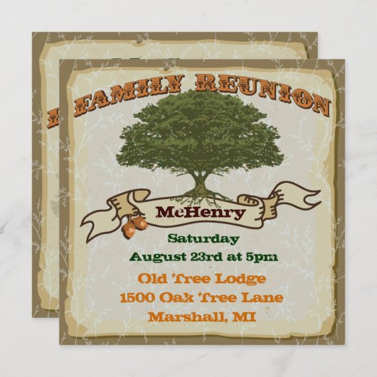 ファミリ素朴ツリー懇親会招待状 招待状 (正面/裏面)