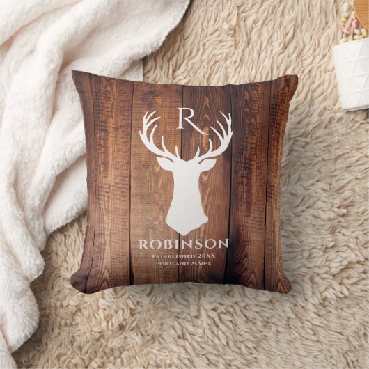 ファミリ素朴名モノグラムウッドディアアントラー クッション (ブランケット)