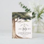 ファミリ素朴懇親会パーティー日付ツリーを保存 ポストカード (スタンド正面)