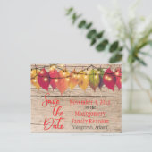 ファミリ素朴懇親会保存日付紅葉 案内ポストカード (スタンド正面)