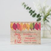 ファミリ素朴懇親会保存日付紅葉 案内ポストカード (スタンド正面)