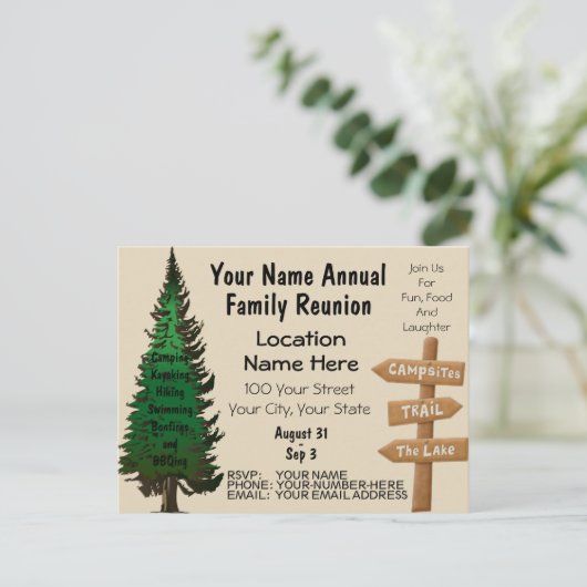 ファミリ素朴懇親会招待状 ポストカード (スタンド正面)