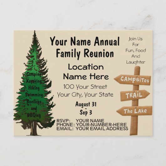 ファミリ素朴懇親会招待状 ポストカード (正面)