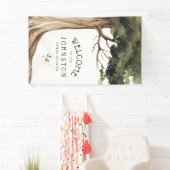 ファミリ素朴懇親会水の色の木へようこそ 横断幕 (インサイチュ)