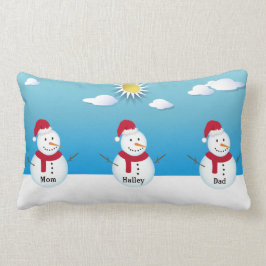 ファミリ3パーソナライズされた雪だるま装飾用クッション ランバークッション