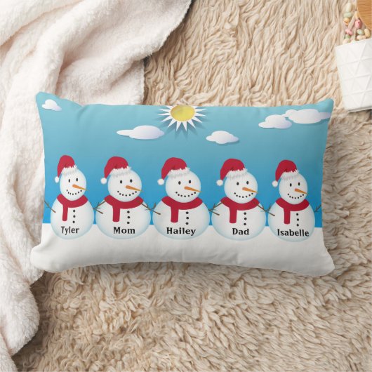 ファミリ5パーソナライズされた雪だるま装飾用クッション ランバークッション (ブランケット)