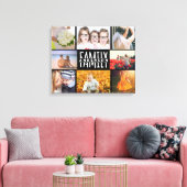 ファミリ8フォトコラージュテンプレートプラス名前V2 キャンバスプリント (インサイチュ (リビング))