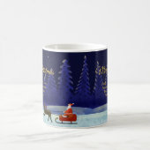 ファミリ/団体や組織名を追加Blue + Santa コーヒーマグカップ (中央)