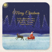 ファミリ/団体や組織名を追加Blue + Santa スクエアペーパーコースター (正面)