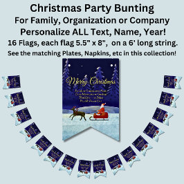ファミリ/団体や組織名を追加Blue + Santa バンティングフラッグ