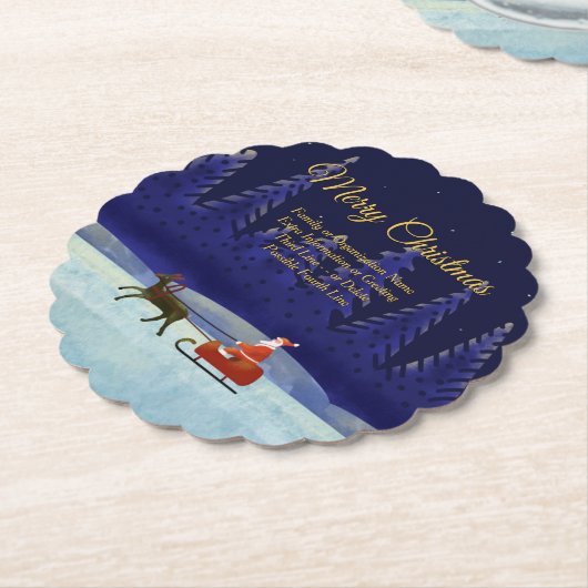 ファミリ/団体や組織名を追加Blue + Santa ペーパーコースター (アングル)