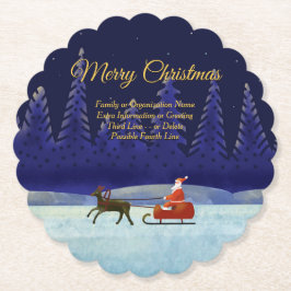 ファミリ/団体や組織名を追加Blue + Santa ペーパーコースター