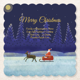 ファミリ/団体や組織名を追加Blue + Santa ペーパーコースター