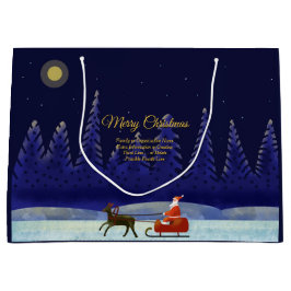 ファミリ/団体や組織名を追加Blue + Santa ラージペーパーバッグ