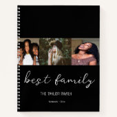 ファミ最高のリレシピコラージュ写真黒スクリプト ノートブック (正面)